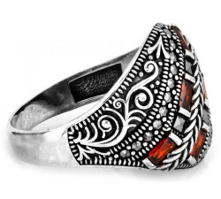 Srebrny pierścień oksydowany z markazytami