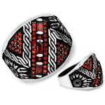 Srebrny pierścień z pomarańczowymi cyrkoniami