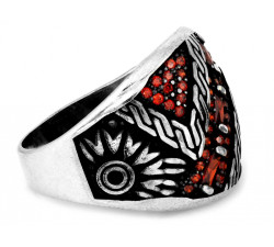 Srebrny pierścień z pomarańczowymi cyrkoniami