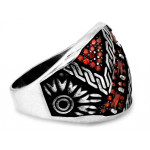 Srebrny pierścień z pomarańczowymi cyrkoniami