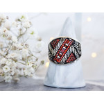 Srebrny pierścień z pomarańczowymi cyrkoniami