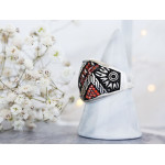 Srebrny pierścień z pomarańczowymi cyrkoniami