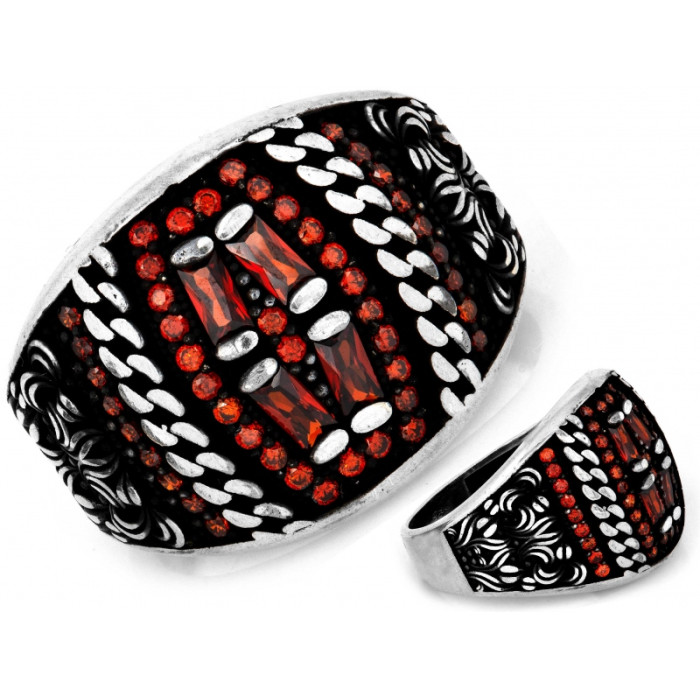 Duży srebrny pierścień z cyrkoniami