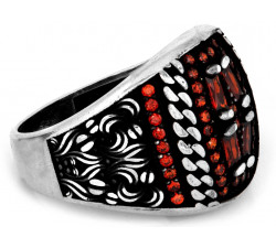 Duży srebrny pierścień z cyrkoniami