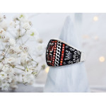 Duży srebrny pierścień z cyrkoniami