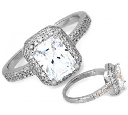 Srebrny pierścionek z markizą i cyrkoniami