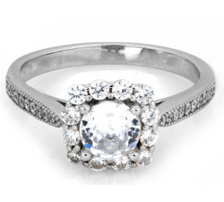 Srebrny pierścionek kwadratowy z cyrkoniami