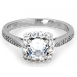 Srebrny pierścionek kwadratowy z cyrkoniami