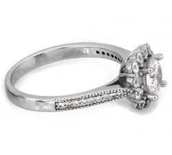 Srebrny pierścionek kwadratowy z cyrkoniami