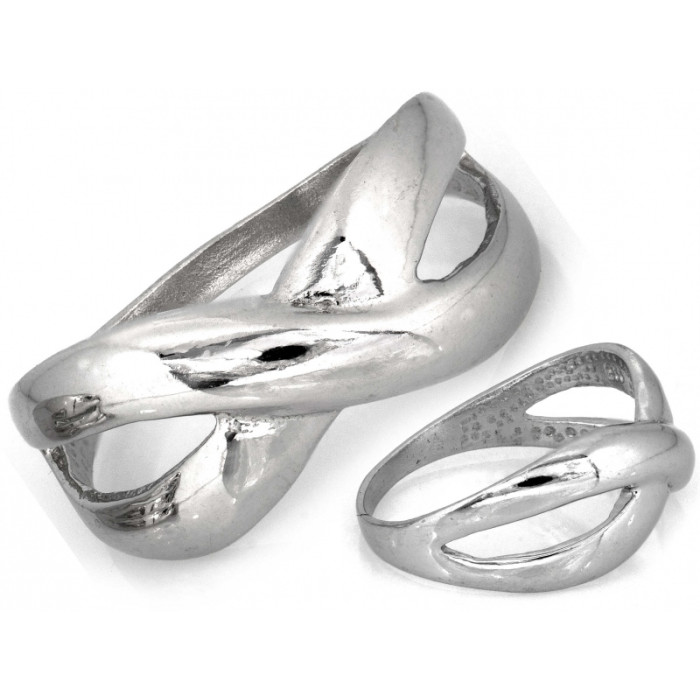 Srebrny pierścionek przeplatany bez kamieni