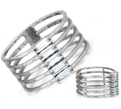 Szeroki srebrny pierścionek z cyrkoniami