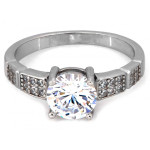 Pierścionek srebrny z oczkiem i cyrkoniami na szynie