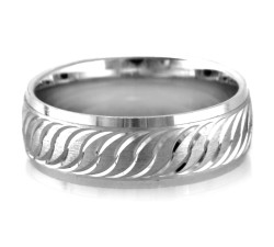 Srebrna obrączka frezowana satynowana 6mm