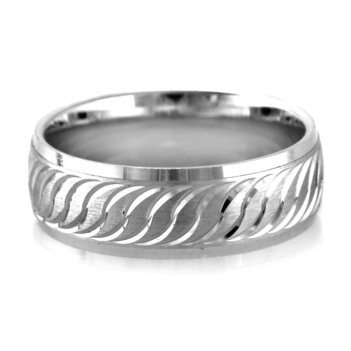 Srebrna obrączka frezowana satynowana 6mm