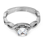 Pierścionek srebrny z cyrkoniami przeplatana szyna