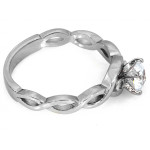 Pierścionek srebrny z cyrkoniami przeplatana szyna