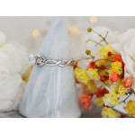 Pierścionek srebrny z cyrkoniami przeplatana szyna