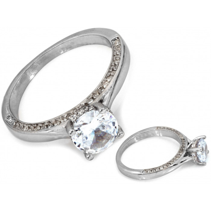 Pierścionek srebrny z oczkiem z cyrkonią