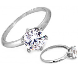 Pierścionek srebrny z dużą cyrkonią