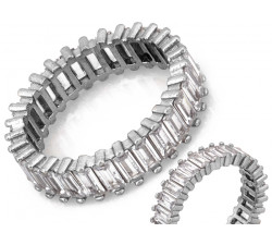 Srebrny pierścionek obrączka z cyrkoniami