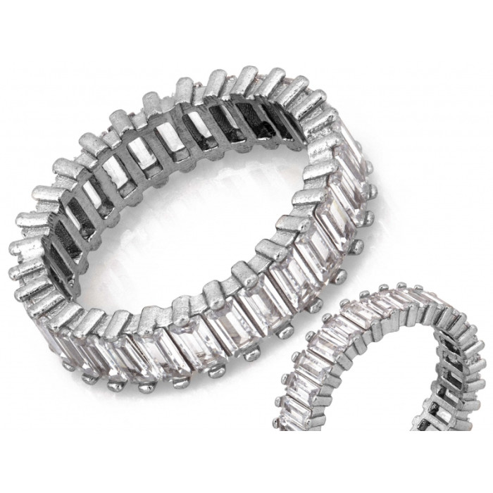 Srebrny pierścionek obrączka z cyrkoniami