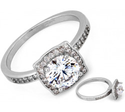 Pierścionek srebrny kwadratowa markiza