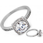 Pierścionek srebrny kwadratowa markiza