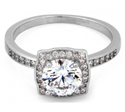 Pierścionek srebrny kwadratowa markiza