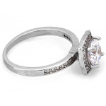 Pierścionek srebrny kwadratowa markiza