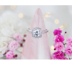 Pierścionek srebrny kwadratowa markiza