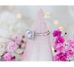 Pierścionek srebrny kwadratowa markiza