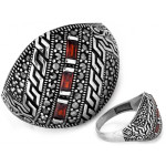 Srebrny pierścień z markazytami i cyrkoniami oksydowany