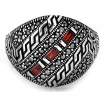 Srebrny pierścień z markazytami i cyrkoniami oksydowany