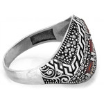 Srebrny pierścień z markazytami i cyrkoniami oksydowany