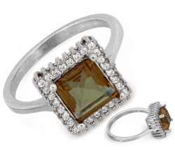 Pierścionek srebrny kwadratowa markiza z zultanitem