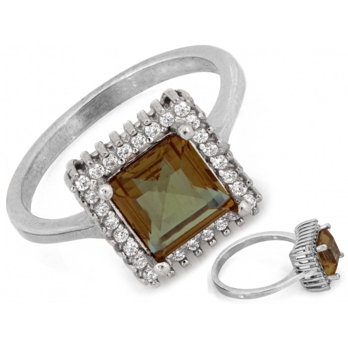 Pierścionek srebrny kwadratowa markiza z zultanitem