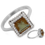 Pierścionek srebrny kwadratowa markiza z zultanitem