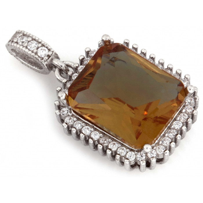 Zawieszka srebrna z zultanitem i cyrkoniami