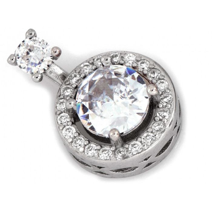Srebrna zawieszka okrągła z cyrkoniami 925
