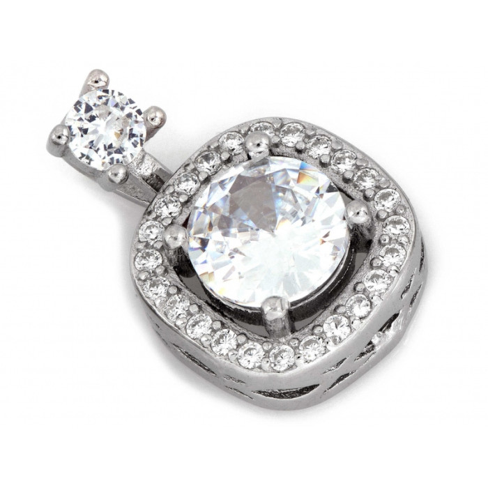 Srebrna zawieszka kwadratowa z cyrkoniami