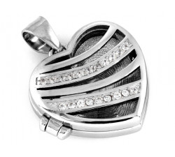 Zawieszka srebrna puzderko serce z cyrkoniami