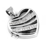 Zawieszka srebrna puzderko serce z cyrkoniami