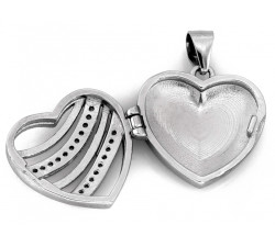Zawieszka srebrna puzderko serce z cyrkoniami