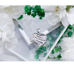 Zawieszka srebrna puzderko serce z cyrkoniami