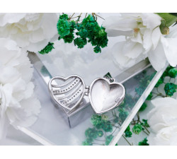 Zawieszka srebrna puzderko serce z cyrkoniami