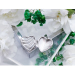 Zawieszka srebrna puzderko serce z cyrkoniami