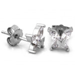 Srebrne kolczyki motylki z cyrkoniami - rodowane pr. 0.925