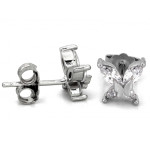 Srebrne kolczyki motylki z cyrkoniami - rodowane pr. 0.925