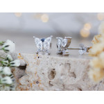 Srebrne kolczyki motylki z cyrkoniami - rodowane pr. 0.925