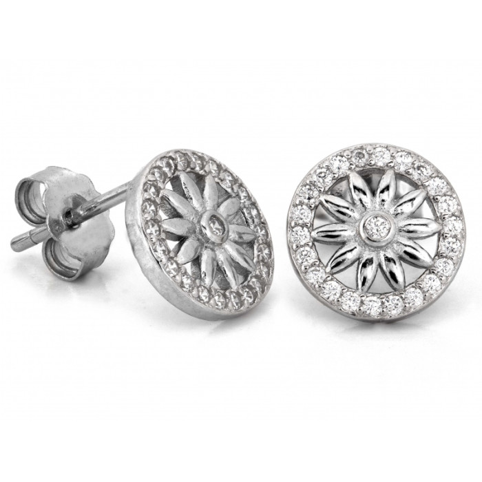 Srebrne kolczyki okrągłe z cyrkoniami